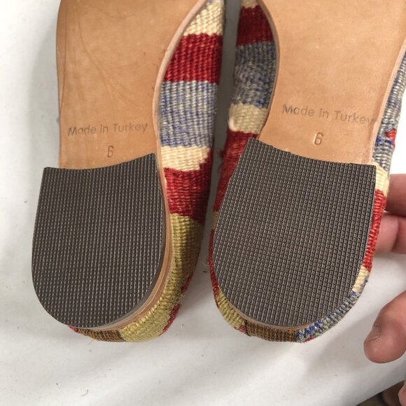 Turkish Kilim Shoes Womens 6 Wool Embroidered Carpet Loafers Indie Boho Art - Picture 11 of 16